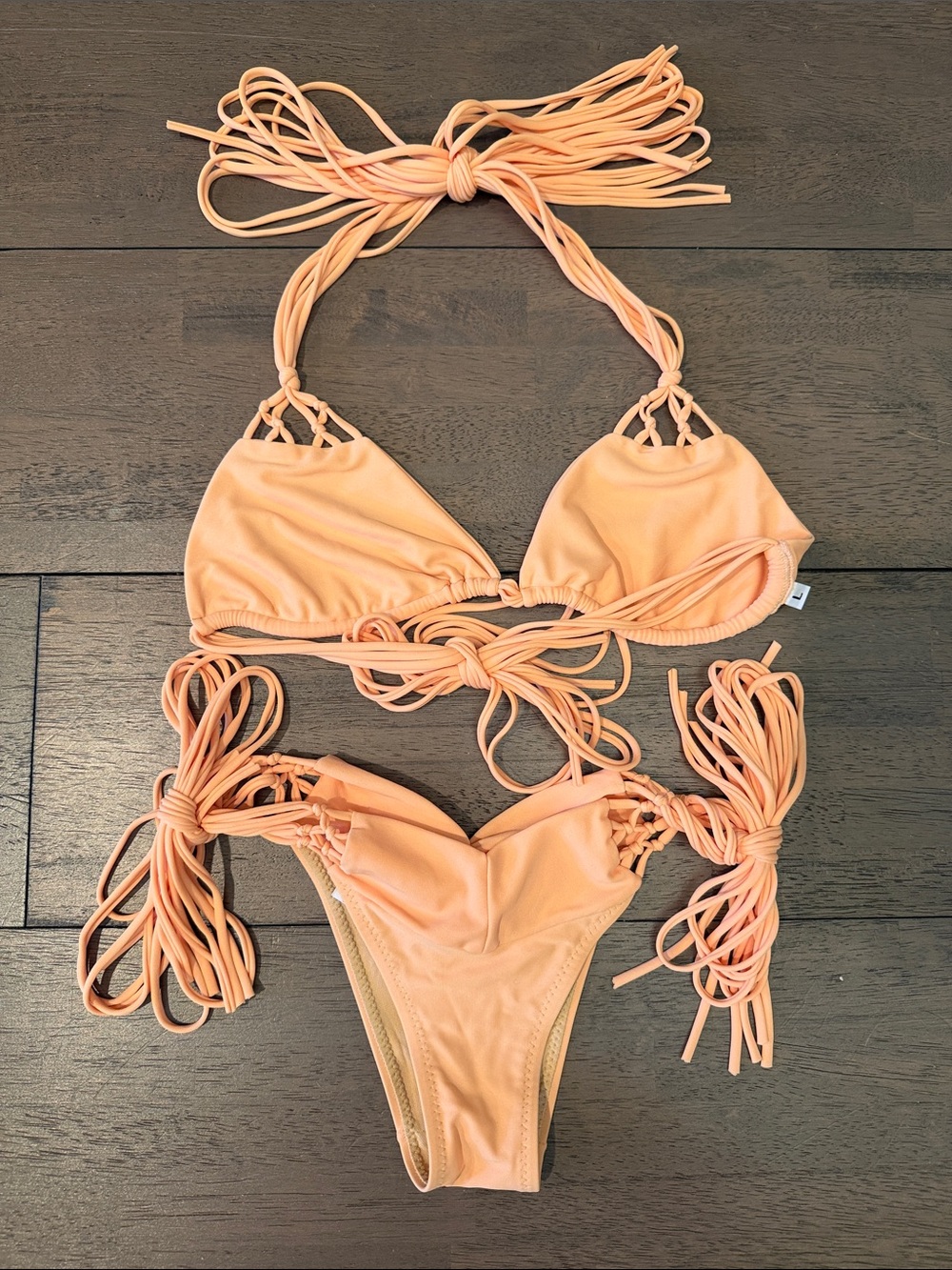 NWOT Kai Lani Peach Multi-Strap Triangle Bikini Set - Women Swim Bikinis